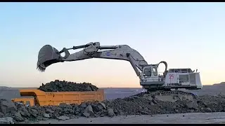 Sunset Power: Liebherr 984 Excavator Loads Dump Trucks in a Stunning Mining Scene!| Digger