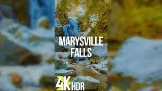 Winter Waterfall Sounds | 4K HDR Marysville Falls Vertical Video with White Noise for Sleep