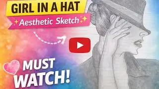 Watch Me Turn a Blank Page into a Hat Girl Sketch🩷💜POV: You Love Aesthetic Girl Drawings #video #art