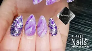 Purple Marble Acrylic Nail Design | With Love By Lina - Nails