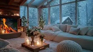 ❄️ Snowfall Piano Dreams | Warm Lounge Fireplace for 5 Hours | Relax Deep Sleep