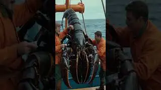 Fisherman catches giant black lobster in the ocean #shorts #lobster #october #fish #amazing #monster