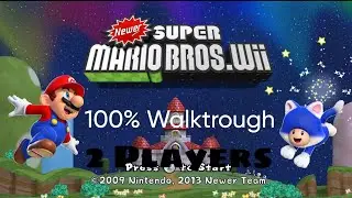 (2 Players) Newer Super Mario Bros Wii 100% Walktrough