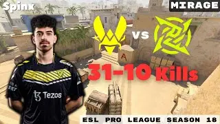 CSGO POV Vitality Spinx (31-10) vs NIP (Mirage) 𝙒𝙞𝙣 (16-3) ESL Pro League Season 18
