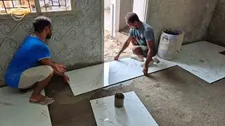 Floor Tile Install Techiques_4&times;2ft Living Room Flooring Tile fitting fastest way|Floor Tile design