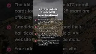 AAI Junior Executive ATC Admit Card 2025 Released!