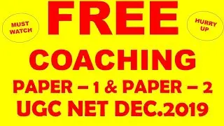 ugc net Free Coaching ugc net dec 2019