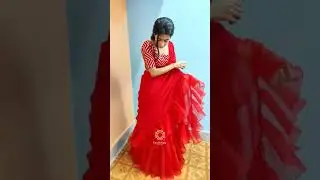 Organza Ruffle saree with stitched blouse #dreamyboutique #boutique #rufflesaree #organzasaree