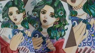 Beautiful Anime Girl Peacock Goddess Drawing | Pencil Color Drawing