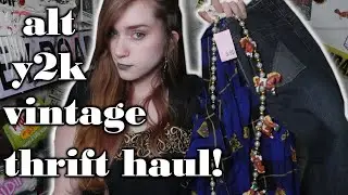 Thrift Haul + Try on - Vintage, Goth/Alt Dresses, Y2K, & Accessories!