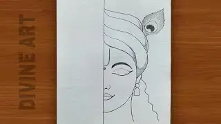 How to draw Krishna half face very easy step by step | 2025