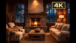 Fireplace Cozy Living Room 🔥 3 Hours | Crackling Fire Sounds for Sleep & Relaxation (4K)