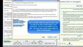 SDScribe Section 11 (first tab)