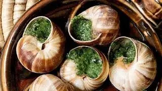 🐌🇫🇷 Escargot, French snails, are tender and bouncy, with a fragrant garlic butter flavor. Served ...