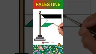 How to Draw Palestine Flag 🇵🇸 | Drawing and Coloring for Kids | Flag Drawing #shorts #palestine