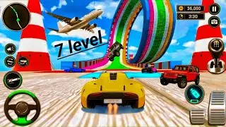 7 level 🚘 Mega Ramp Superhero Car Jump 😍 | Impossible Tracks Gameplay