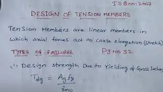 Design of Tension members-Types of failures