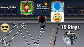 8 Ball Pool - Venom Trickshots Winstreak - 15 Rings & Free Cue - Galaxy Cue Level Max - GamingWithK