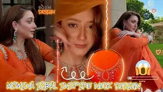 Momina Iqbal Inspired Neck Design | Orange Suit Zari, Beads & Sequence Work | Latest Designer Neck 