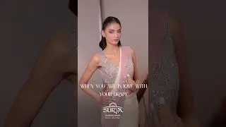 Pre-draped saree in soft white and pastel pink