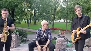 саксофон/гитара/кахон. Break my heart / Dua Lipa (cover) jazztrio blue suit