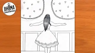 How to draw a Girl Backside || Girl easy drawing || Easy girl backview drawing