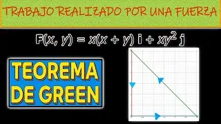 Trabajo realizado por una FUERZA usando el TEOREMA de GREEN | C&aacute;lculo III