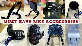 RE original Sump-Guard, after-market backrest with carrier, Tyre hugger, universal bike accessories