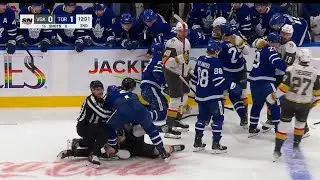 Toronto Maple leafs vs Vegas Golden Knights big hit leads to scrum + More  ￼
