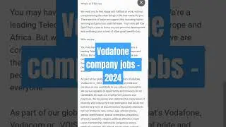 Vodafone company jobs - 2024 #job #vijobs