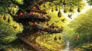 A Peaceful Life in a Forest Tree House | Ghibli Quiet World 