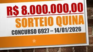 RESULTADO QUINA DE 14/01/2026 CONCURSO 6927 | N&Uacute;MEROS SORTEADOS