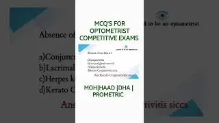 MCQ'S FOR OPTOMETRIST COMPETITIVE EXAMS MOH |DHA |HAAD |PROMETRIC #optometrists