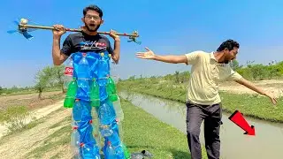 We Made a Man Of Bottles Can Swimming In This Canal With This Idea 😲😲