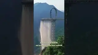 Huangteng Gorge Glass Bridge. The world's largest music waterfall bridge#china#lightshow#bridge#fyp