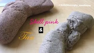 shell pink and tan kinetic sand cutting & flowing