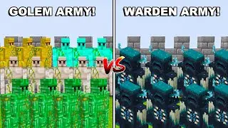 Minecraft Warden Army VS Golem Army Epic Battle Castle Fight!!