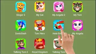 Talking Tom, My Cat, Ginger, My Angela, Royal Kingdom, Sonic Dash,💙 #talkingtom #angela #ginger 