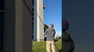 Window cleaning using water fed pole to clean high windows. #windowcleaning #cleaning #satisfying