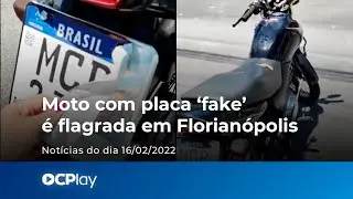 V&iacute;deo: Moto com placa &lsquo;fake&rsquo; &eacute; flagrada em Florian&oacute;polis