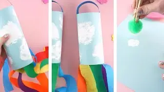 Easy Rainbow windsocks spring craft for kids