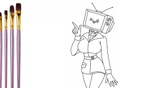 Draw Titan Tv woman from Skibidi toilet, Skibidi toilet, Tv man, Speakerman, Cameraman, draw tvman