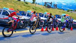 CAI NA BLITZ DE BIKE ROUBADA COM MEUS AMIGOS no GTA 5 O FILME