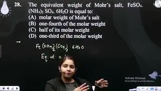 The equivalent weight of Mohr&rsquo;s salt, FeSO4 . (NH4)2SO4 . 6H2O is equal to:....