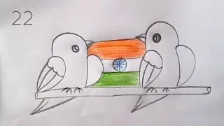 how to draw bird drawing from 22 number || Independent Day drawing@Kids Drawing Talent