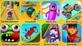 Cater Runner Simulator, Going Balls, Wacky Run, Mini Racing Adventures, Zombie Tsunami, Hill Clim...