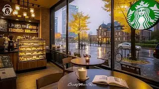 Tokyo Starbucks Rainy Evening Ambience ☕Cafe ASMR, Smooth Jazz Music & Rain Sounds for Chill & Focus