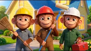Three Monkeys Clean and Fix an Old House