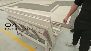Natural beige marble panels layout for QC works from EDG Stone team