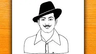 Shahid Bhagat Singh Drawing | Bhagat Singh Outline Drawing | Easy Freedom Fighter Drawing 